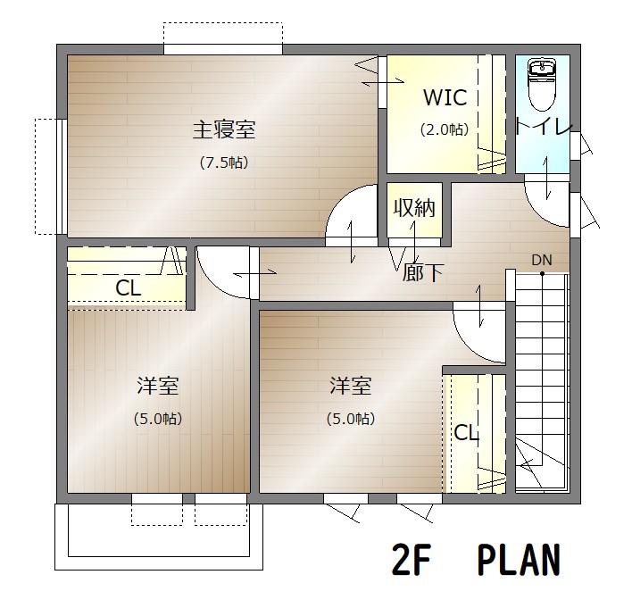 中泉新築戸建て 2階間取り図